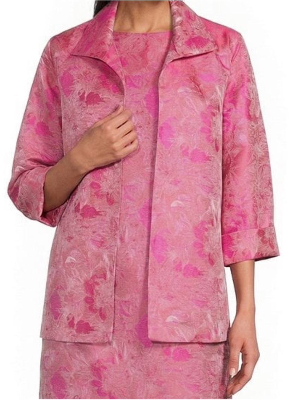 Caroline Rose Pink Floral Jacquard Jacket
